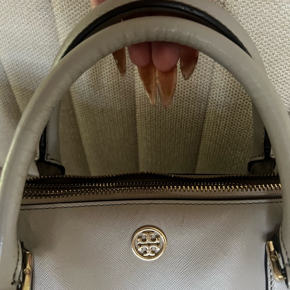 Gray Tory Burch Large Robinson Leather Satchel